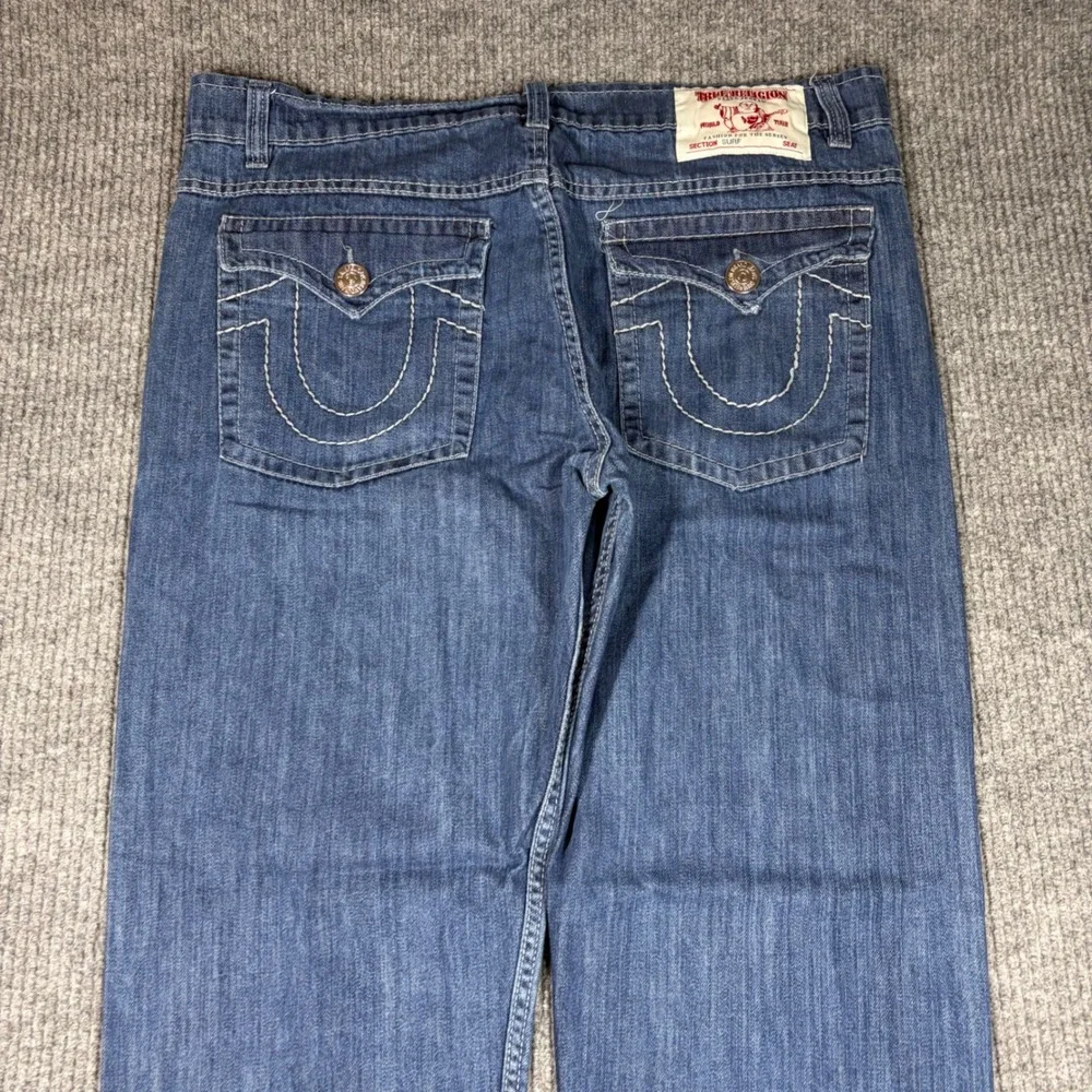True Religion Jeans Mens 40 Section Surf Straight Leg Blue Denim Made in USA